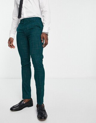 skinny suit pants in crosshatch in green