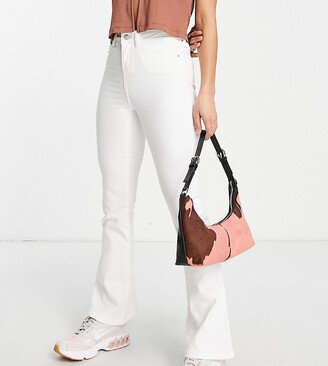 Noisy May Petite Sallie high waisted flared jeans in white