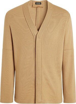 V-neck wool cardigan-AS