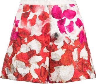 Gemy Maalouf Floral-Print High-Waist Jacquard Shorts