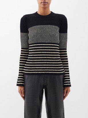 Striped Ribbed-bouclé Sweater