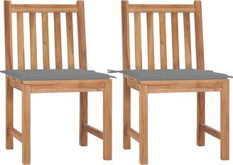 Patio Chairs 2 pcs with Cushions Solid Teak Wood