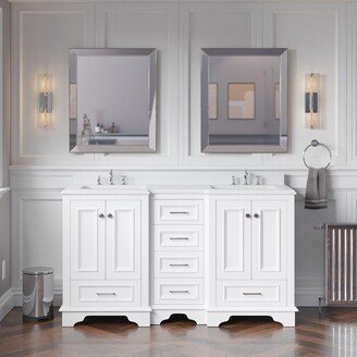 Kitchen Bath Collection KitchenBathCollection Nantucket 60 Double Bathroom Vanity with Quartz Top