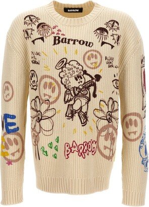 Sketch Printed Crewneck Knitted Jumper