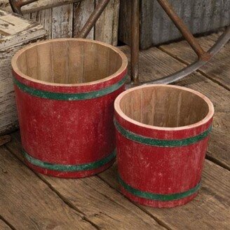 2/Set Holiday Barrel Wooden Buckets