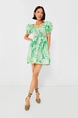 Dew Drop Floral Green Mini Dress