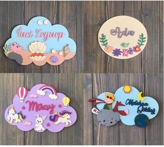 Name Sign Kids Room Door Decor Cloud Animal Nursery Wall Light, Nursery Lighting, Kids Lamp, Lamp For Kids, Baby Gift Her