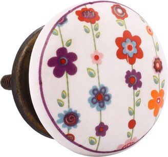 Multicolored Flower Ceramic Cabinet Knob