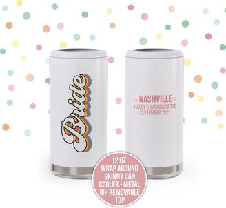 Bachelorette Party Drinkware | Bride Or Babe Stainless Steel Skinny Can Cooler Favor Personalized Metal Removable Top