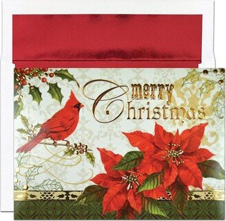 Masterpiece Studios Holiday Collection 15 Cards / 15 Foil Lined Envelopes, Merry Christmas Cardinal