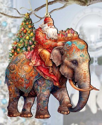 Santa on Elephant Christmas Wooden Ornaments Holiday Decor G. DeBrekht