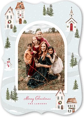 Holiday Cards: Winter Village Arch Holiday Card, Grey, 5X7, Christmas, Pearl Shimmer Cardstock, Bracket