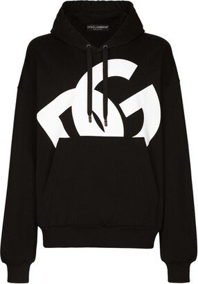 Jersey hoodie with print