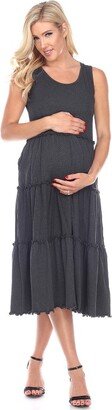 Maternity Plus Scoop Neck Tiered Midi Dress 2X