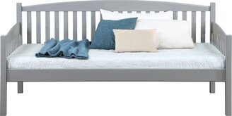 IGEMAN Caryn Multifunctional Twin Daybed with Slatted Panel Armrest and Slightly Curved Back, Grey Finish