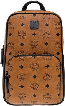 Aren Monogram Printed Zipped Backpack