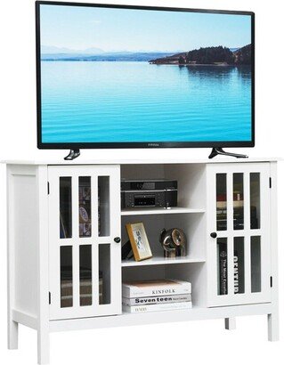 Wood TV Stand Entertainment Media Center Console for TV up to 50'' White