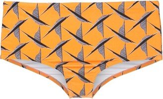 Bird-Print Swimming Trunks