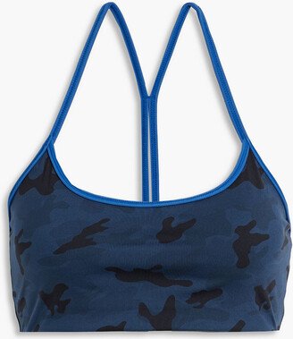 Camouflage-print stretch sports bra