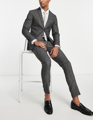 super slim tweed suit pants in dark gray