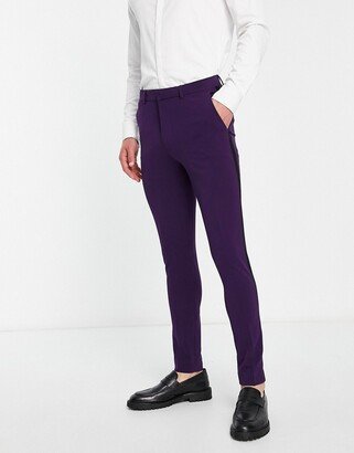 super skinny tuxedo suit trousers in purple