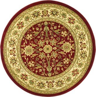 Lyndhurst Red and Ivory 5'3 x 5'3 Round Area Rug