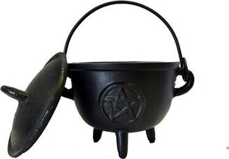 Cast Iron Cauldron With Lid & Handle, Pentacle, Tree Of Life, Triquetra, Triple Moon, Altar, Ritual, Spellwork, Herbs, Smudge Pot