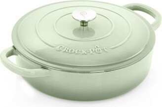 Crock-Pot Artisan 5 Quart Enameled Cast Iron Braiser Pan with Self Basting Lid in Green