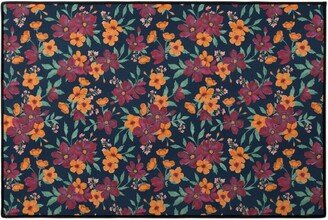 Door Mats: Watercolor Autumn Florals - Navy Door Mat, Multicolor