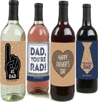 Big Dot Of Happiness My Dad is Rad - Father's Day Gift For Men - Wine Bottle Label Stickers - 4 Ct