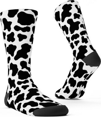 Socks: Cow Print - Black And White Custom Socks, Black