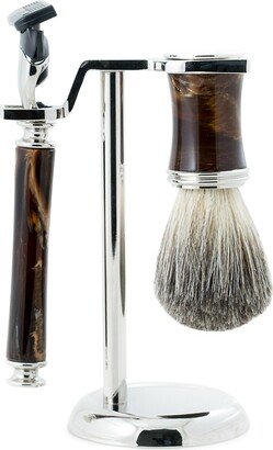 3-Piece Fusion Razor, Badger Brush & Stand Set