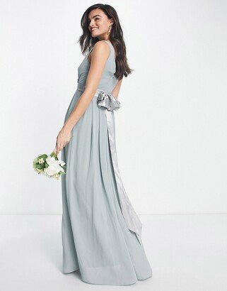 Bridesmaid bow back maxi dress in sage green