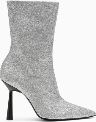 High silver ankle boot