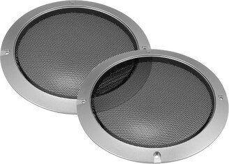 Unique Bargains Round Mesh Trim Subwoofer Grille Horn Speaker Protective Cover Silver Tone 2 Pcs