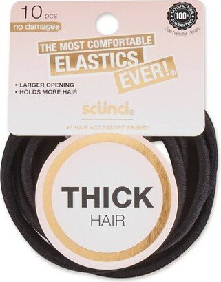 Basics Comfy Elastic Hair Ties - Thick Black - 10pk