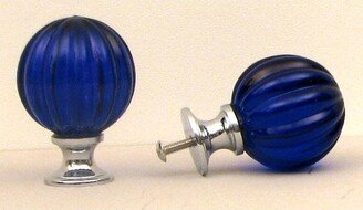 Blue Solid Crystal Pumpkin Knob - 2 1/2 H X 1 3/4 W X 2 1/2 D