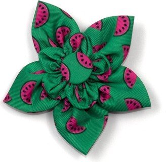 The Worthy Dog Watermelon Flower Adjustable Collar Attachment Accessory - Green - S