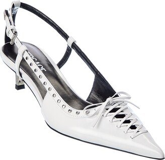 Laced Pin-Point Leather Slingback Pump-AD