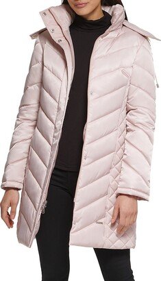 Quilted Faux Fur Hood Heavyweight Puffer Coat-AA