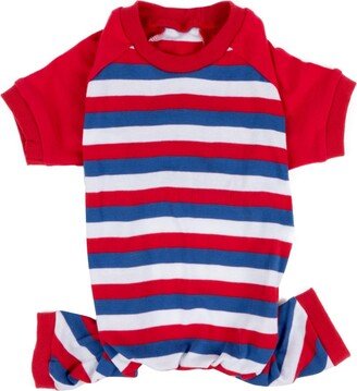 Leveret Dog Cotton Pajama Striped Red White and Blue - Red White Blue