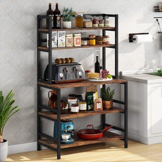 Tribesigns 5-Tier Kitchen Bakers Rack Utility Storage Shelf Microwave Oven Stand, Industrial Microwave Cart Kitchen Stand with Hutch