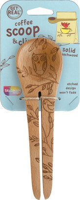 Laser Etched Honey Bee Beechwood Coffee Scoop & Clip, Nature Collection