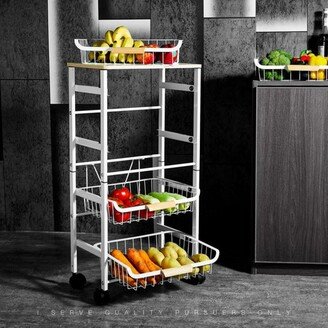 hommetree 5-Tier Metal Rolling Cart with Storage Baskets and Wheels