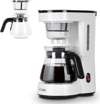 COMMERCIAL CHEF -Cup Small Drip Coffeemaker with Pour Over Option, White