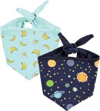 Dog Reversible Pet Dog and Cat Bandana Bibs 2pk, Banana Space, One Size