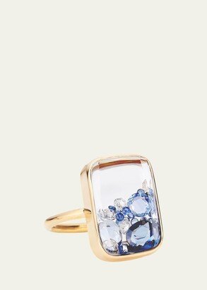 Ten Fourteen Blue Sapphire and Diamond Shaker Ring in 18k Gold