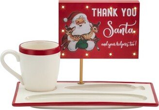 Mr. Christmas LED Ceramic Milk and Cookies Serving Set - 3 Piece Set