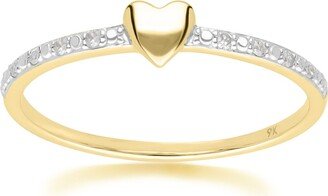 Gemondo Dainty Heart Ring In Yellow Gold With Diamond Band