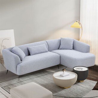 BESTCOSTY L shape Sectional Sofa Couch with Chaise Lounge, Metal Legs,Light Grey